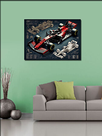 Kanvas Tablo Formula 1 Araç Teknik Çizimi 50cmx70cm