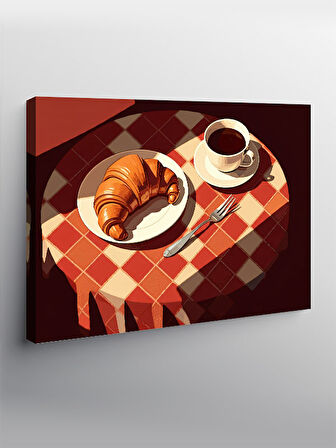 Kanvas Tablo Kahvaltı Masası Çizimi 100cmx140cm