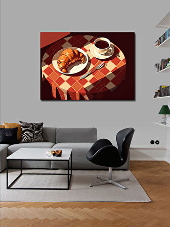 Kanvas Tablo Kahvaltı Masası Çizimi 100cmx140cm