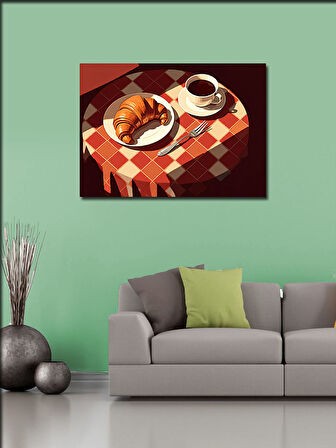 Kanvas Tablo Kahvaltı Masası Çizimi 100cmx140cm