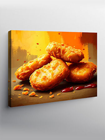 Kanvas Tablo Kızarmış Nugget Tabağı 50cmx70cm
