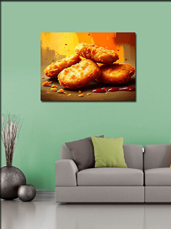 Kanvas Tablo Kızarmış Nugget Tabağı 50cmx70cm