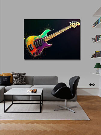 Kanvas Tablo Renkli Bas Gitar Tasarımı 50cmx70cm