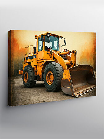 Kanvas Tablo Sarı Ekskavatör Tasarımı 100cmx140cm