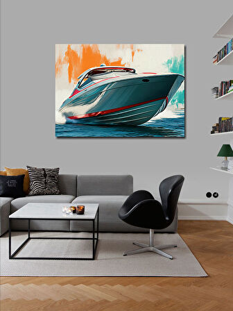 Kanvas Tablo Kırmızı Sürat Teknesi 100cmx140cm