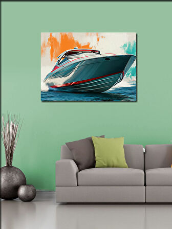 Kanvas Tablo Kırmızı Sürat Teknesi 100cmx140cm