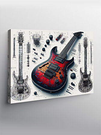 Kanvas Tablo Elektro Gitar Çizimi 50cmx70cm