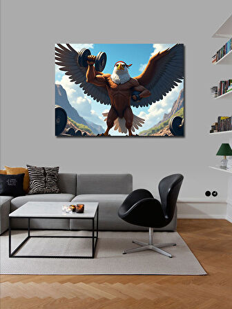 Kanvas Tablo Kanatlı Kartal Figürü 50cmx70cm