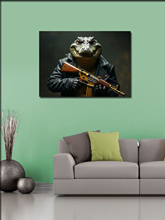 Kanvas Tablo Silahlı Sırtlan Figürü 100cmx140cm