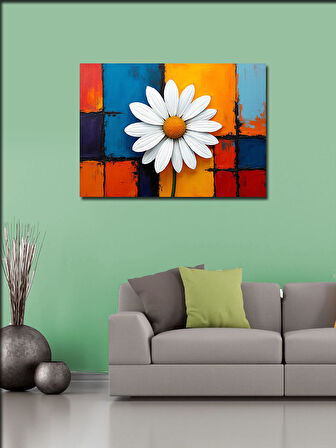 Kanvas Tablo Renkli Papatya İllüstrasyonu 50cmx70cm