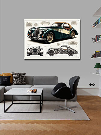 Kanvas Tablo Klasik Siyah Araba Tasarımı 50cmx70cm