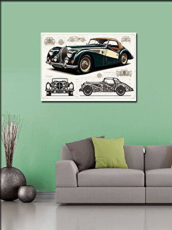 Kanvas Tablo Klasik Siyah Araba Tasarımı 50cmx70cm