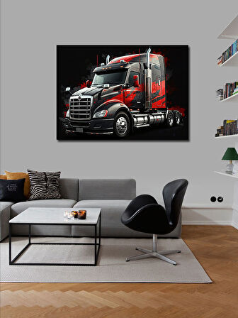 Kanvas Tablo Kırmızı Tır Tasarımı 100cmx140cm