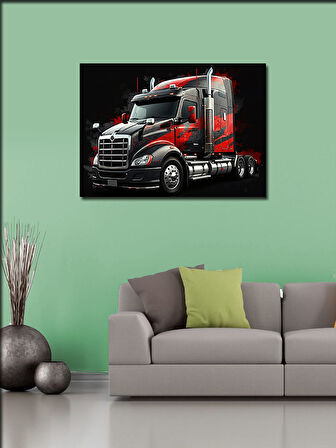 Kanvas Tablo Kırmızı Tır Tasarımı 100cmx140cm