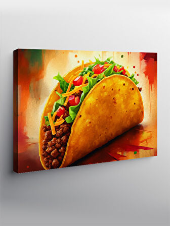 Kanvas Tablo Çizgi Roman Taco İllüstrasyonu 50cmx70cm
