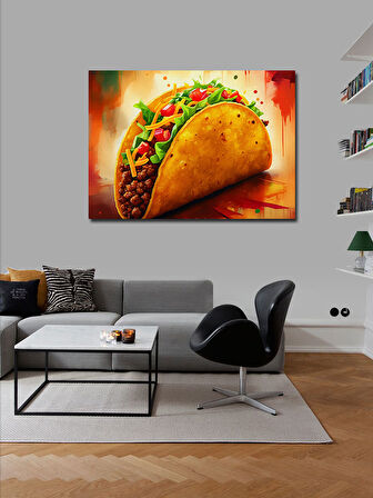 Kanvas Tablo Çizgi Roman Taco İllüstrasyonu 50cmx70cm