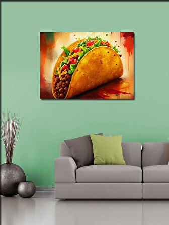 Kanvas Tablo Çizgi Roman Taco İllüstrasyonu 50cmx70cm