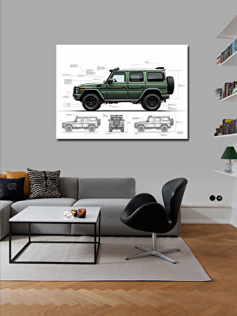 Kanvas Tablo Teknik Suv Araç Çizimi 50cmx70cm