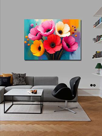 Kanvas Tablo Renkli Çiçek Buketi 50cmx70cm