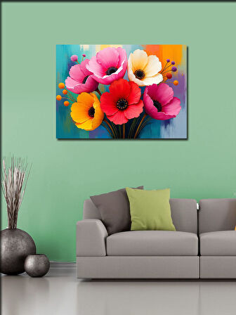 Kanvas Tablo Renkli Çiçek Buketi 50cmx70cm