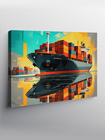 Kanvas Tablo Yük Gemisi Denizde 100cmx140cm