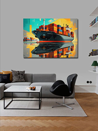 Kanvas Tablo Yük Gemisi Denizde 100cmx140cm