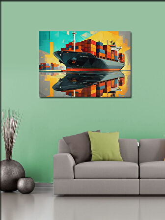 Kanvas Tablo Yük Gemisi Denizde 100cmx140cm