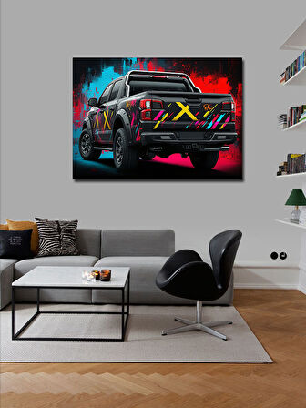 Kanvas Tablo Neon Işıklı Kamyonet Tasarımı 50cmx70cm