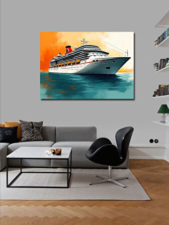 Kanvas Tablo Modern Yolcu Gemisi Çizimi 50cmx70cm