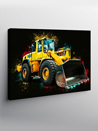 Kanvas Tablo Sarı İş Makinesi Tasarımı 50cmx70cm