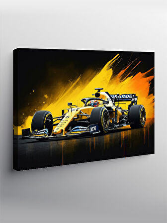 Kanvas Tablo Sarı Formula 1 Yarış Arabası 50cmx70cm