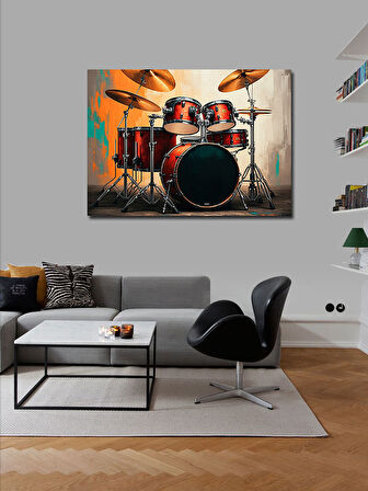 Kanvas Tablo Kırmızı Davul Seti 100cmx140cm