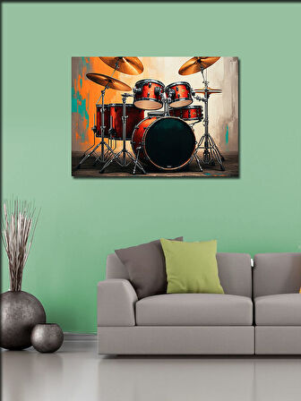 Kanvas Tablo Kırmızı Davul Seti 100cmx140cm