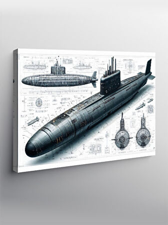 Kanvas Tablo Teknik Denizaltı Çizimi 100cmx140cm