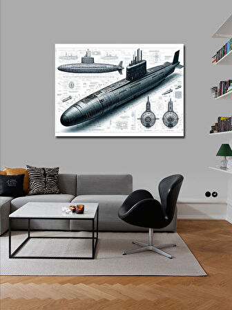 Kanvas Tablo Teknik Denizaltı Çizimi 100cmx140cm