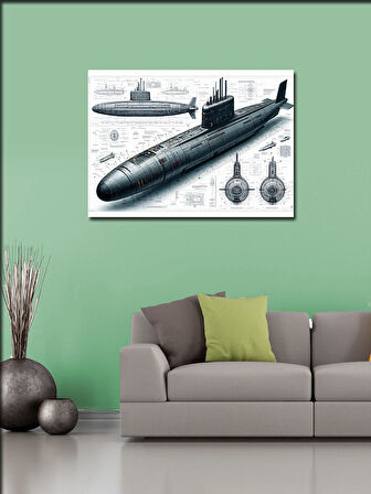Kanvas Tablo Teknik Denizaltı Çizimi 100cmx140cm