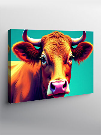 Kanvas Tablo Renkli İnek Figürü 100cmx140cm