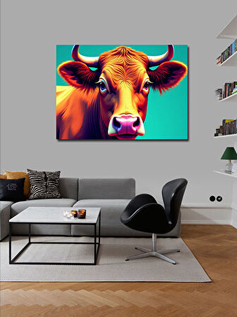 Kanvas Tablo Renkli İnek Figürü 100cmx140cm