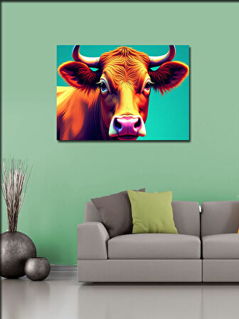 Kanvas Tablo Renkli İnek Figürü 100cmx140cm