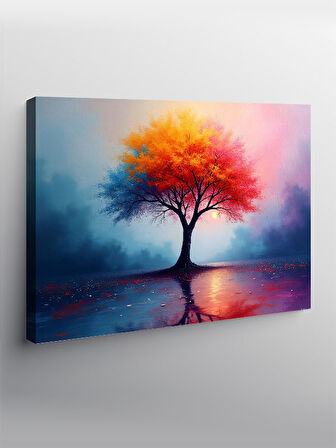 Kanvas Tablo Sonbaharda Yalnız Ağaç 100cmx140cm