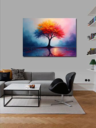 Kanvas Tablo Sonbaharda Yalnız Ağaç 100cmx140cm