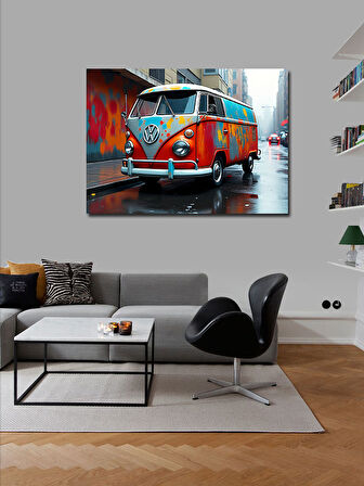 Kanvas Tablo Grafitili Volkswagen Minibüs 100cmx140cm