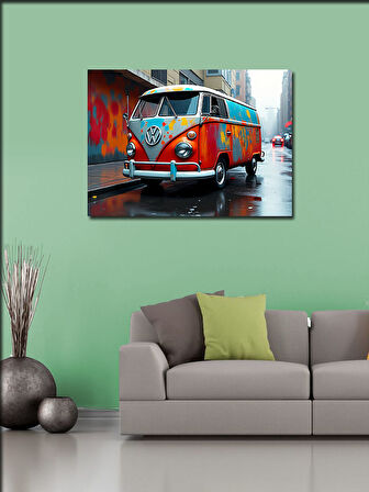Kanvas Tablo Grafitili Volkswagen Minibüs 50cmx70cm