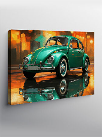 Kanvas Tablo Yeşil Vosvos Araba Tasarımı 50cmx70cm