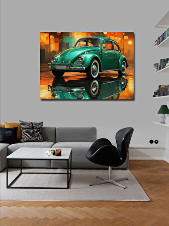 Kanvas Tablo Yeşil Vosvos Araba Tasarımı 50cmx70cm
