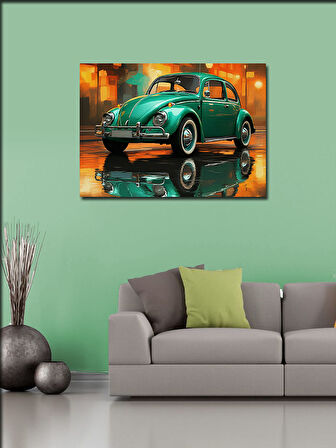 Kanvas Tablo Yeşil Vosvos Araba Tasarımı 50cmx70cm