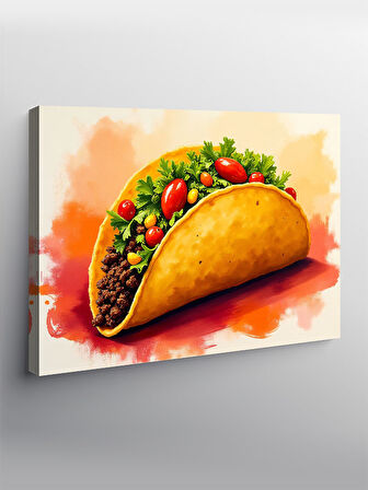 Kanvas Tablo Renkli Taco İllüstrasyonu 50cmx70cm