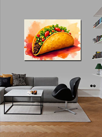 Kanvas Tablo Renkli Taco İllüstrasyonu 50cmx70cm