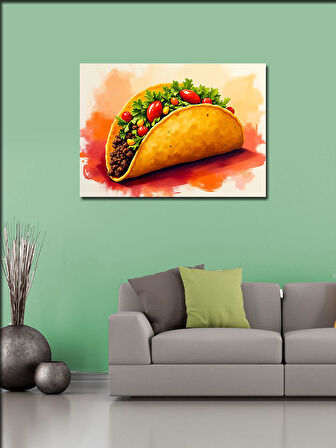 Kanvas Tablo Renkli Taco İllüstrasyonu 50cmx70cm