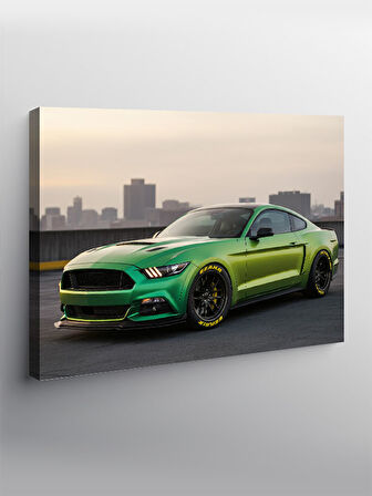 Kanvas Tablo Yeşil Mustang Spor Araba 50cmx70cm